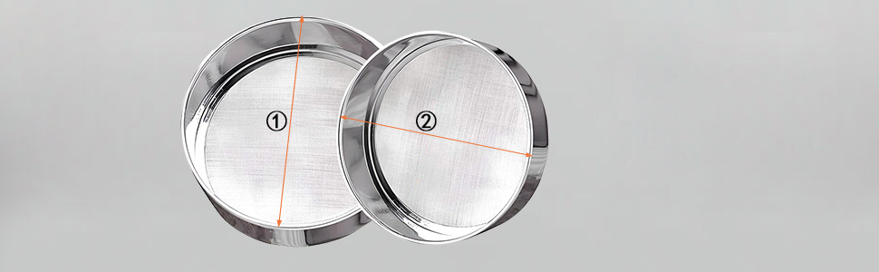 2 Pack Flour Sifter,Stainless Steel Fine Mesh Strainers Flour Sieve,60 Mesh Round Sifter for Baking Cake Bread (6-Inch and 8-Inch)