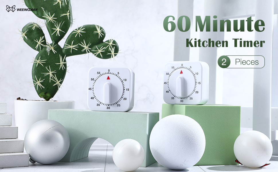 Weewooday 2 Pieces 60 Minute Visual Kitchen Timer Hour Mini Countdown Mechanical Timer Loud Voice for Kitchen, Homework, Exercise
