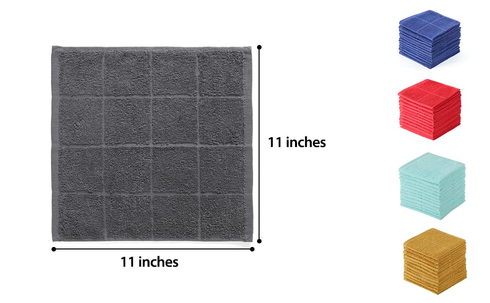Glynniss Dishcloths Kitchen Highly Absorbent Dish Rags 100% Cotton Dish Cloths for Washing Dishes, Cleaning (12pcs Gray)
