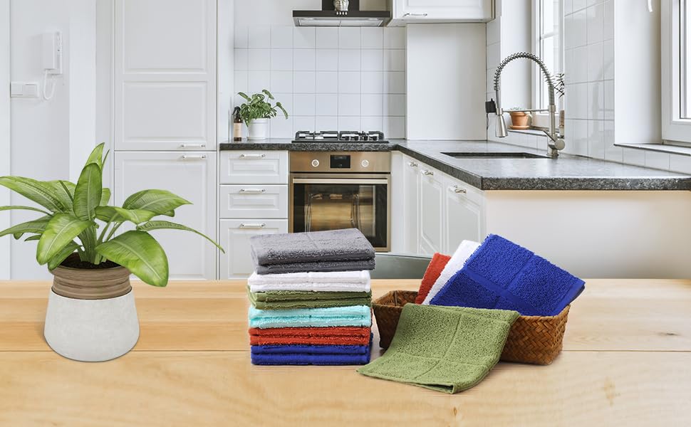 Glynniss Dishcloths Kitchen Highly Absorbent Dish Rags 100% Cotton Dish Cloths for Washing Dishes, Cleaning (12pcs Gray)