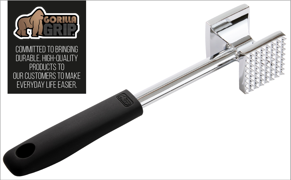 GORILLA GRIP BPA-Free Patented Dual-Sided Meat Tenderizer Tool, Soft Comfortable Handle with Hanging Hole, Heavy Duty Kitchen Mallet for Steak Beef Fish, Chicken Cutlet Pounder, Dishwasher Safe, Mint