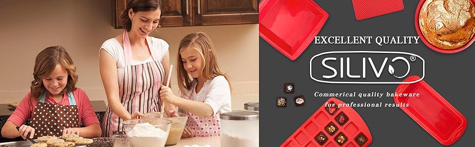 SILIVO 4-Piece Silicone Cake Pans Sets for Baking - Nonstick Silicone Round Cake Molds for Layer Cakes, Cheese Cakes and Chocolate Cakes - 3+5+7+9 inch