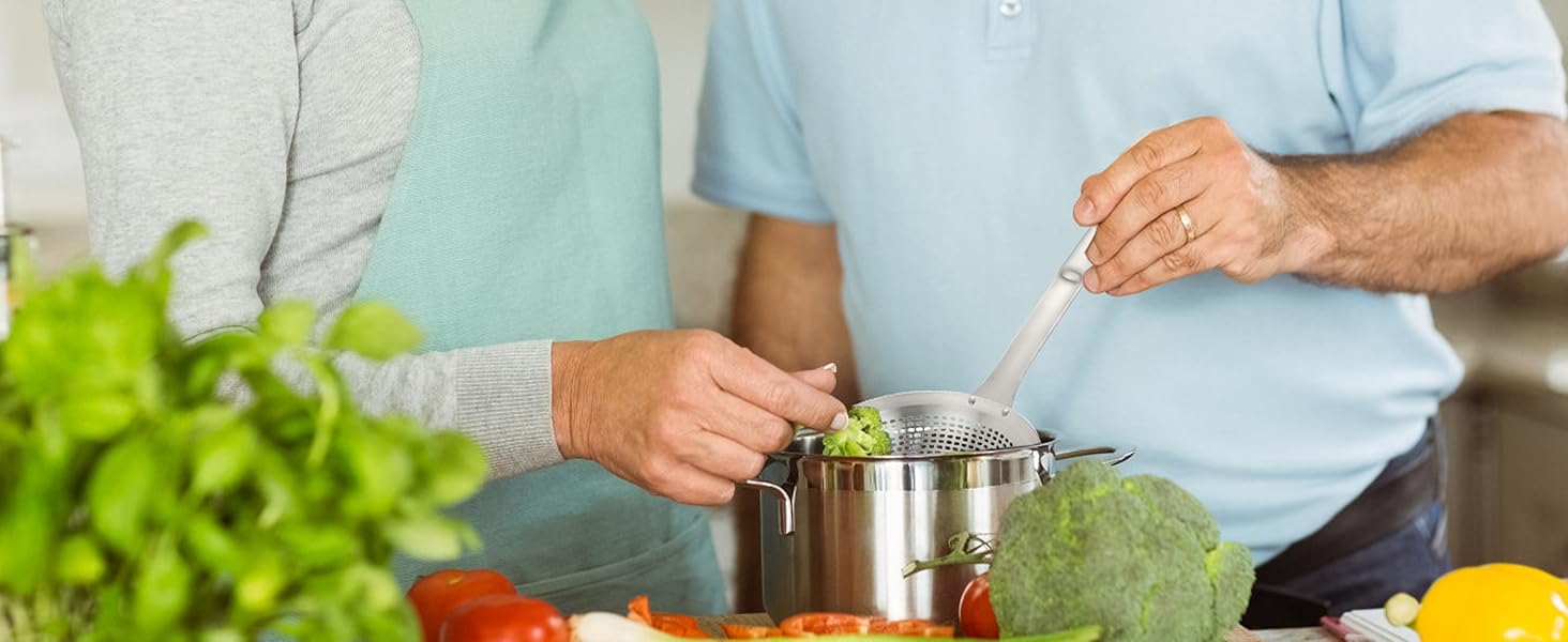 Skimmer Ladle Spoon 304 Stainless Steel Skimmer 14.5 ln for Cooking Frying Skimming Colander/Strainer Stainless Steel Kitchen Tools