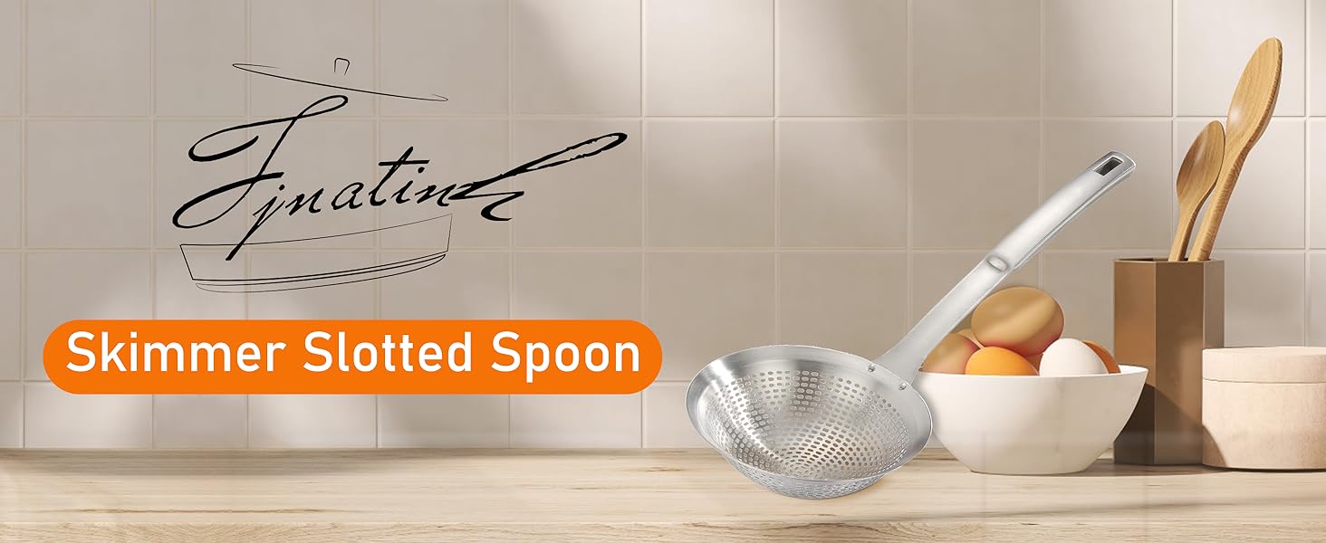 Skimmer Ladle Spoon 304 Stainless Steel Skimmer 14.5 ln for Cooking Frying Skimming Colander/Strainer Stainless Steel Kitchen Tools