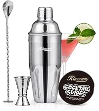 KITESSENSU Cocktail Shaker Set, 2-Piece Boston Shaker Set for Drink Mixing, Premium 18/8 Stainless Steel Martini Shaker for Bartending and Home Bar - 18oz & 28oz, Recipes Booklet Included, Silver