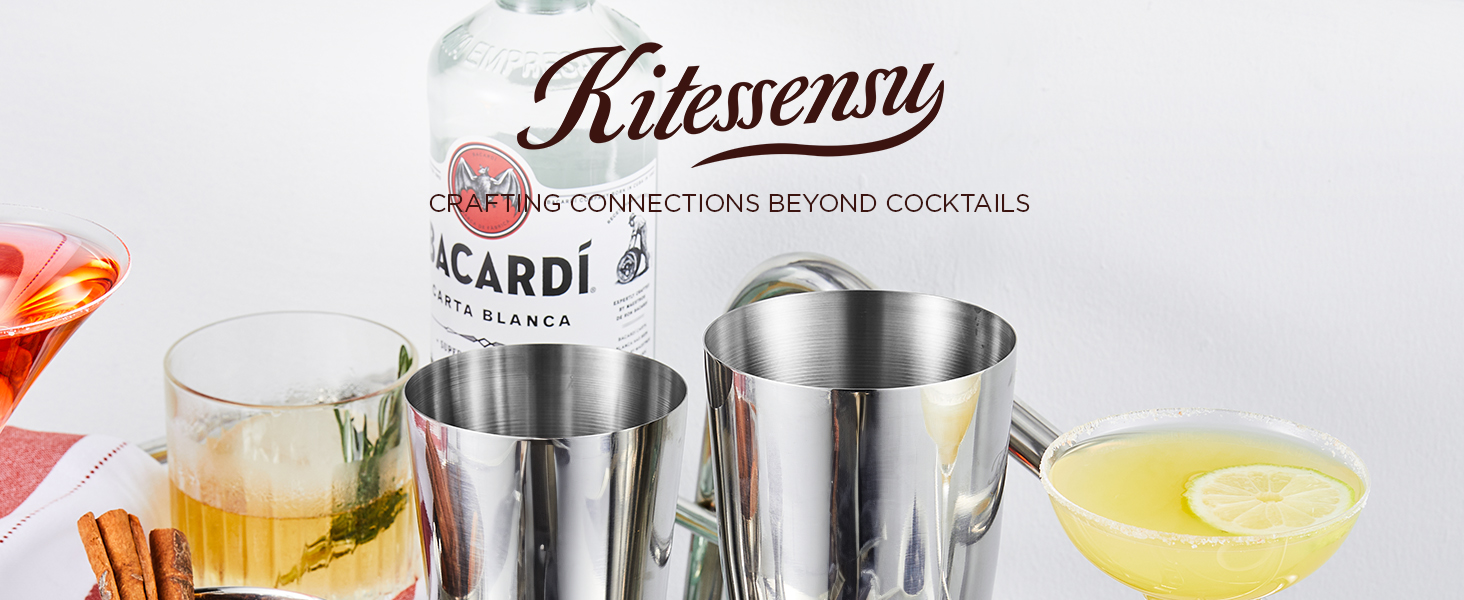 KITESSENSU Cocktail Shaker Set, 2-Piece Boston Shaker Set for Drink Mixing, Premium 18/8 Stainless Steel Martini Shaker for Bartending and Home Bar - 18oz & 28oz, Recipes Booklet Included, Silver