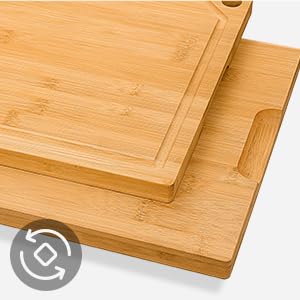 Hiware 4-Piece Extra Large Bamboo Cutting Boards Set for Kitchen, Heavy Duty Cutting Board with Juice Groove, Bamboo Chopping Board Set for Meat, Vegetables - Pre Oiled