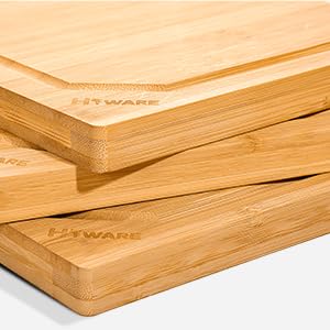 Hiware 4-Piece Extra Large Bamboo Cutting Boards Set for Kitchen, Heavy Duty Cutting Board with Juice Groove, Bamboo Chopping Board Set for Meat, Vegetables - Pre Oiled