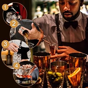 Cocktail Mixing Glass, veecom 18oz Crystal Mixing Glass Bartender Kit, 8 Piece Old Fashioned Cocktail Set with Strainer, Spoon, Jigger, Picks, Pourers, Bar Tools Cocktail Shaker Set (8 Pieces)