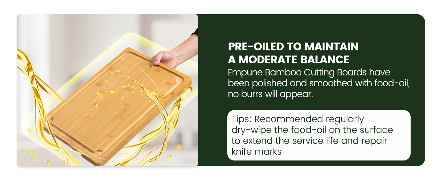 Extra Large Cutting Board, 17.6" Bamboo Cutting Boards for Kitchen with Juice Groove and Handles Kitchen Chopping Board for Meat Cheese board Heavy Duty Serving Tray, XL, Empune