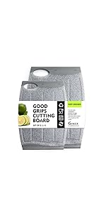 Small Plastic Cutting Board, 7.48" Mini Cutting Board for Small Kitchen Task, Non Slip Cutting Board, Unique Design with Multiple Juice Grooves! BPA Free, Dishwasher Safe, Easy Grip Handle (Grey)
