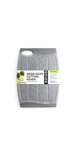 Small Plastic Cutting Board, 7.48" Mini Cutting Board for Small Kitchen Task, Non Slip Cutting Board, Unique Design with Multiple Juice Grooves! BPA Free, Dishwasher Safe, Easy Grip Handle (Grey)