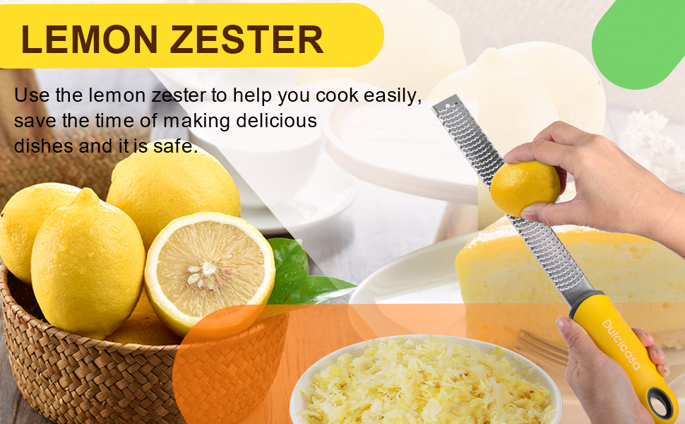Professional Stainless Steel Lemon Zester & Grater - Premium Kitchen Tool for Cheese, Garlic, Ginger, Chocolate, Vegetables & Fruits | Dishwasher Safe