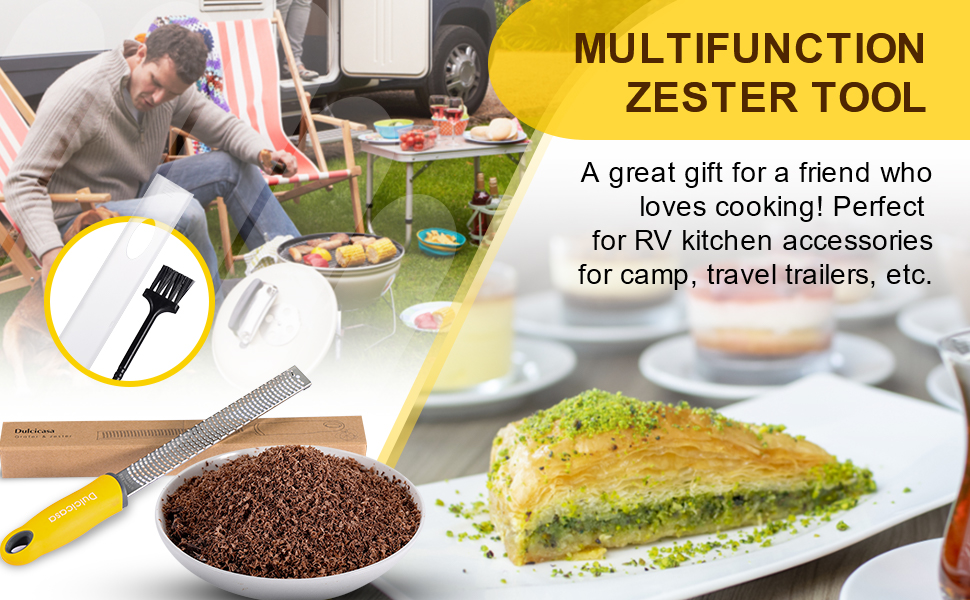 Professional Stainless Steel Lemon Zester & Grater - Premium Kitchen Tool for Cheese, Garlic, Ginger, Chocolate, Vegetables & Fruits | Dishwasher Safe