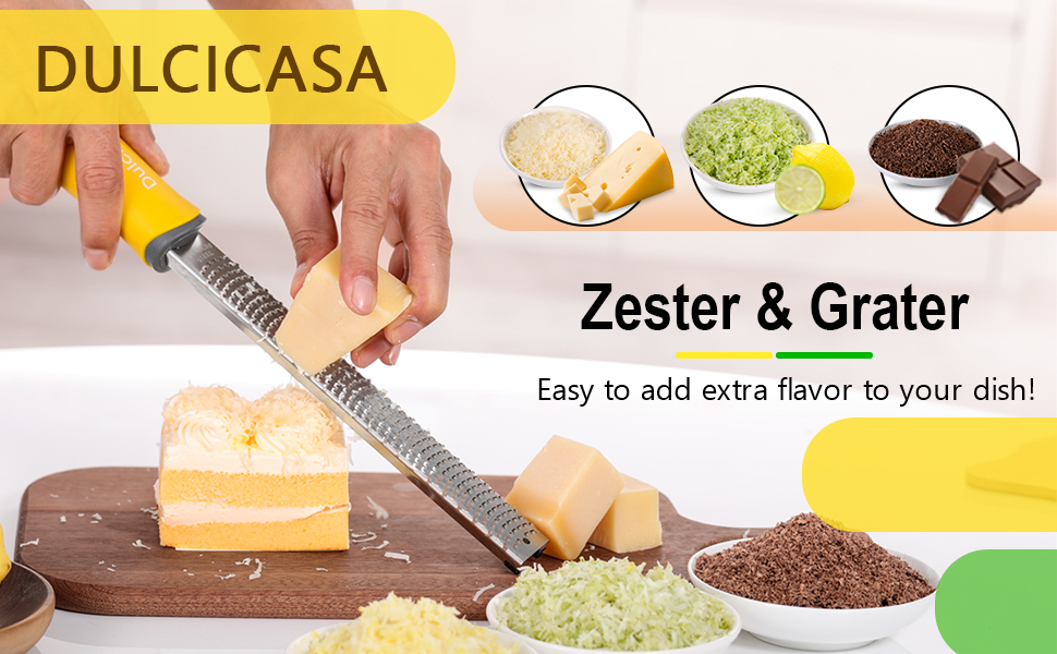 Professional Stainless Steel Lemon Zester & Grater - Premium Kitchen Tool for Cheese, Garlic, Ginger, Chocolate, Vegetables & Fruits | Dishwasher Safe