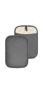 BPA-Free Soft Silicone 4 Piece Oven Mitts & Trivets Set - Ultra Heat Resistant Oven Mitts with Thick Cotton Liner - Long Slip Resistant Pot Holders, Flexible Oven Gloves - Navy