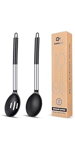 Pack of 2 Silicone Pasta Fork, Kitchen Heat Resistant Noodle Spoon Server, BPA Free Spaghetti Strainer, Best Cooking Tools (GRAY-BLUE)