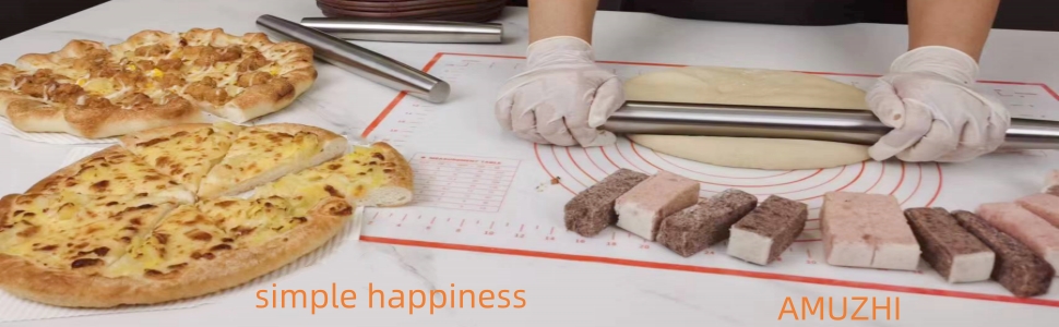 Smooth Stainless Steel Rolling Pin for Baking Fondant, Pizza, Pie, Pastry, Pasta, Dough, Cookies (12.8in)