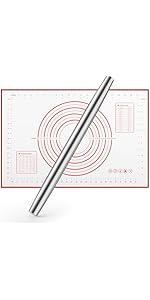 Smooth Stainless Steel Rolling Pin for Baking Fondant, Pizza, Pie, Pastry, Pasta, Dough, Cookies (12.8in)