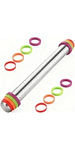 Smooth Stainless Steel Rolling Pin for Baking Fondant, Pizza, Pie, Pastry, Pasta, Dough, Cookies (12.8in)