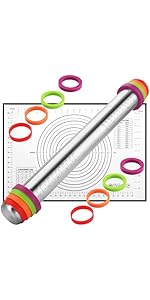 Smooth Stainless Steel Rolling Pin for Baking Fondant, Pizza, Pie, Pastry, Pasta, Dough, Cookies (12.8in)