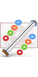 Smooth Stainless Steel Rolling Pin for Baking Fondant, Pizza, Pie, Pastry, Pasta, Dough, Cookies (12.8in)