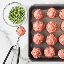 Large Cookie Scoop, Cookie Dough Scoop, 3 Tablespoons/ 45 ml/ 1.5 oz, Spring-Loaded Ice Cream Scoop, 18/8 Stainless Steel, Comfortable Grip