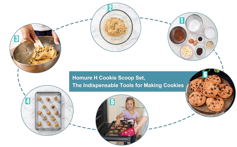 Cookie Scoop Set, Include 1 Tbsp/2 Tbsp/3 Tbsp, Cookie Dough Scoop, Cookie Scoops for Baking Set of 3, 18/8 Stainless Steel, Good Grip, Non-Slip, For Cookies Cupcake Muffin Ice Cream waffle