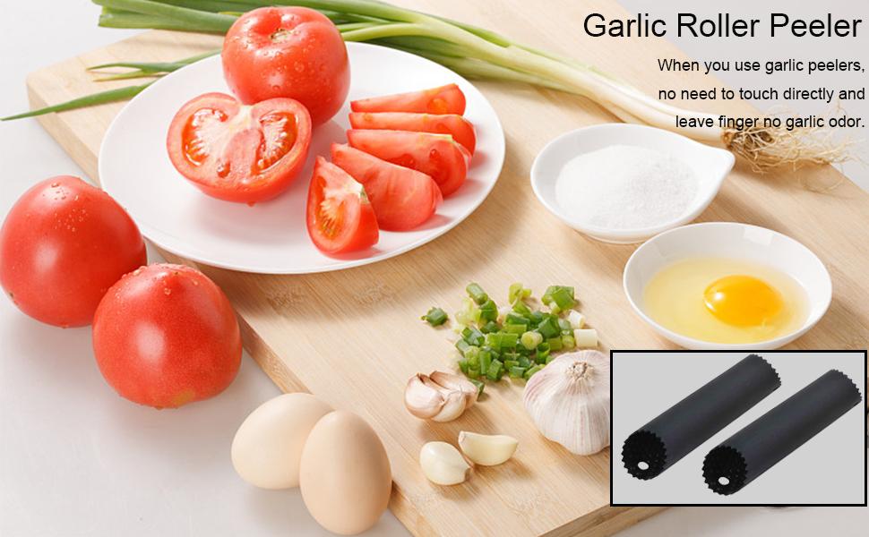 2 Set Silicone Garlic Peeler Easy Roller Tube Useful Garlic Odorfree Kitchen Tool (Black,Clear)