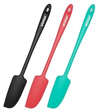Silicone Jar Spatula, Small Rubber Scraper, Spatulas Silicone Heat Resistant, Seamless,Non StIck Cookware 11.2 Inch, Black.