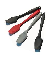 Silicone Jar Spatula, Small Rubber Scraper, Spatulas Silicone Heat Resistant, Seamless,Non StIck Cookware 11.2 Inch, Black.