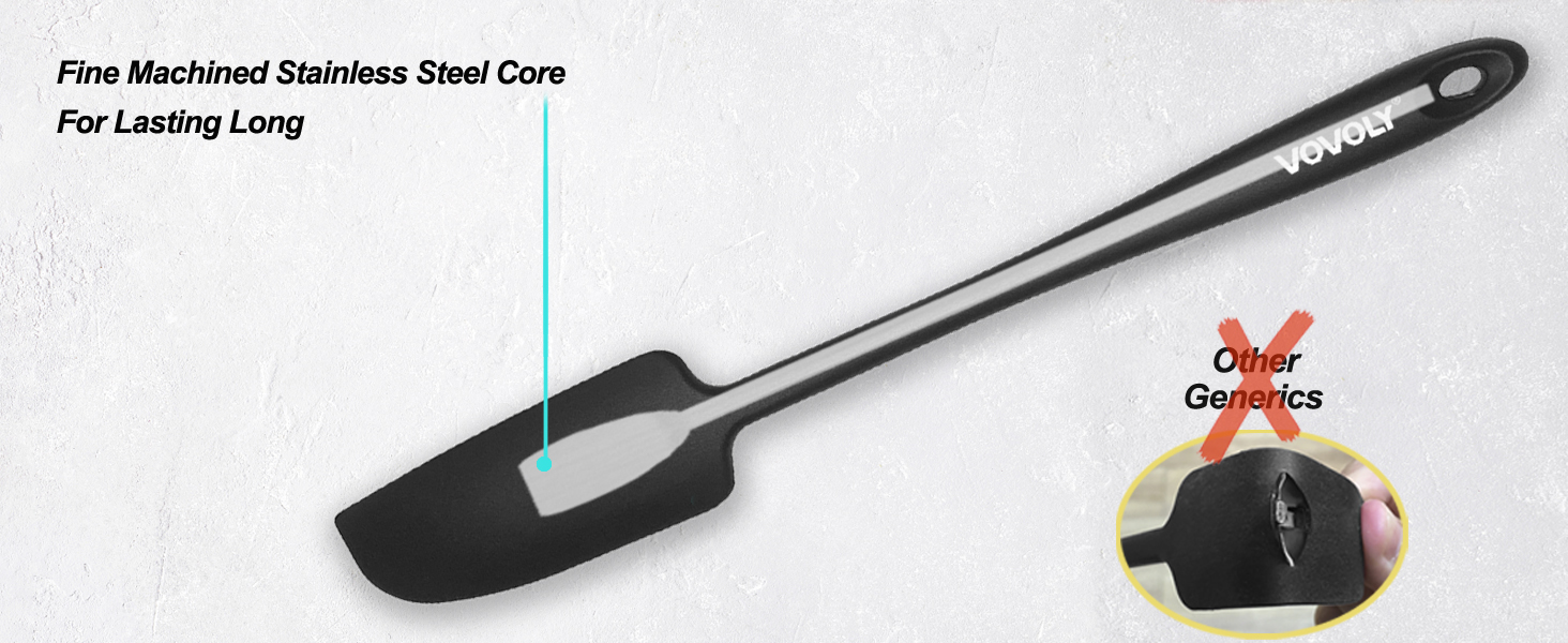 Silicone Jar Spatula, Small Rubber Scraper, Spatulas Silicone Heat Resistant, Seamless,Non StIck Cookware 11.2 Inch, Black.