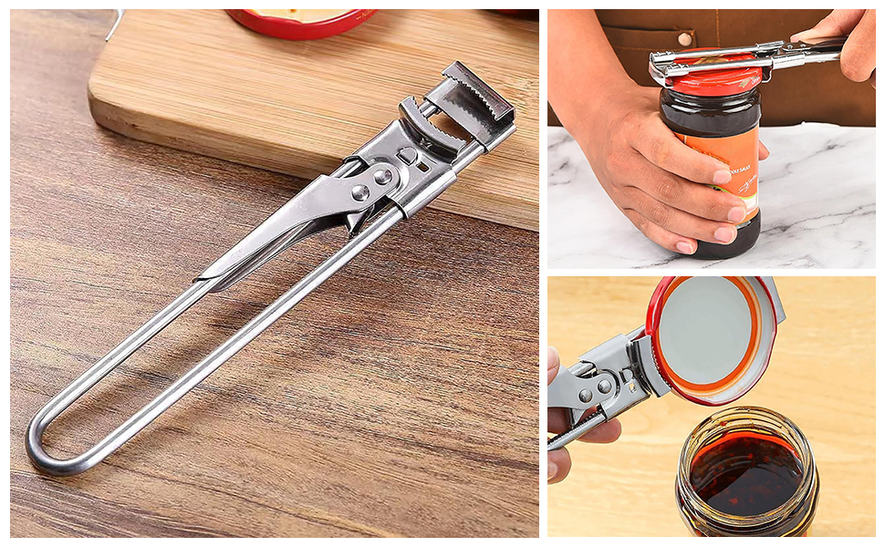 Adjustable Multifunctional Stainless Steel Can Opener,Jar Opener for Weak Hands,Jar Lid Opener