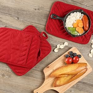 Oven Pot Holder with Pocket Cotton Heat Resistant Coaster Potholder Kitchen Hot Pad Oven Mitts for Cooking Square 7