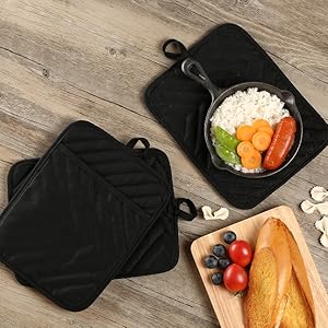 Oven Pot Holder with Pocket Cotton Heat Resistant Coaster Potholder Kitchen Hot Pad Oven Mitts for Cooking Square 7