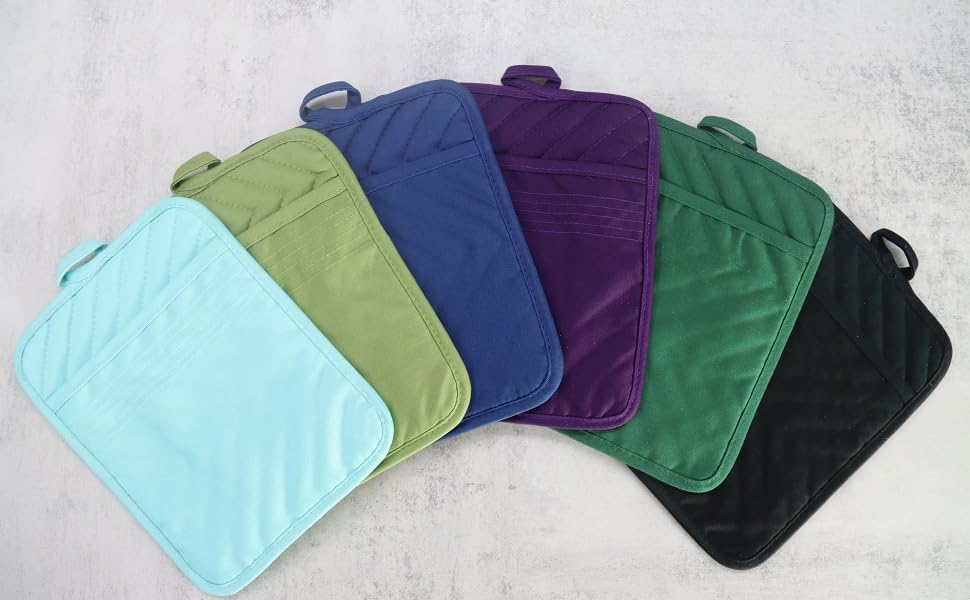 Oven Pot Holder with Pocket Cotton Heat Resistant Coaster Potholder Kitchen Hot Pad Oven Mitts for Cooking Square 7