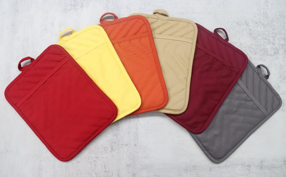 Oven Pot Holder with Pocket Cotton Heat Resistant Coaster Potholder Kitchen Hot Pad Oven Mitts for Cooking Square 7