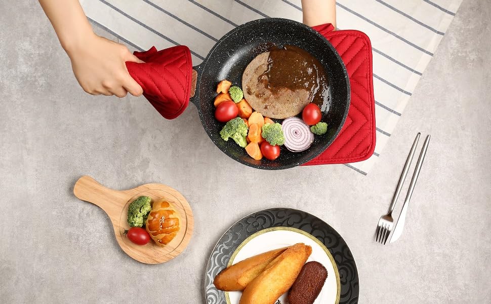 Oven Pot Holder with Pocket Cotton Heat Resistant Coaster Potholder Kitchen Hot Pad Oven Mitts for Cooking Square 7