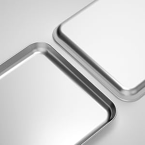 Baking Sheet Set of 2, Bastwe 18 inch Commercial Grade Stainless Steel Baking Pan, Professional Bakeware Oven Tray, Healthy & Non-toxic, Rust Free & Mirror Finish, Easy Clean & Dishwasher Safe