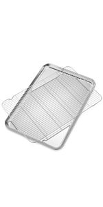 Baking Sheet Set of 2, Bastwe 18 inch Commercial Grade Stainless Steel Baking Pan, Professional Bakeware Oven Tray, Healthy & Non-toxic, Rust Free & Mirror Finish, Easy Clean & Dishwasher Safe