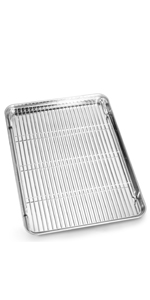 Baking Sheet Set of 2, Bastwe 18 inch Commercial Grade Stainless Steel Baking Pan, Professional Bakeware Oven Tray, Healthy & Non-toxic, Rust Free & Mirror Finish, Easy Clean & Dishwasher Safe