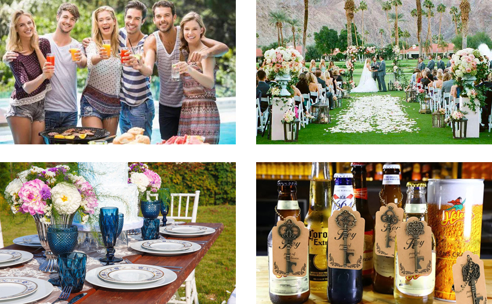 WODEGIFT 50pcs Bottle Opener,Wedding Favors Vintage Skeleton Key Bottle Opener,Key Bottle Openers with Escort Tag Cards and Key Chains Wedding Gifts for Guest（Bronze,5 styles）