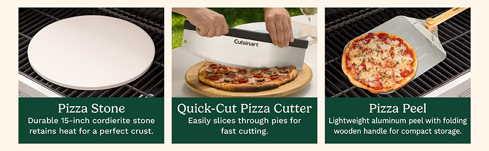 Cuisinart CPS-515 Deluxe Pizza Grilling Pack (Pizza Stone, Pizza Peel, Pizza Cutter)