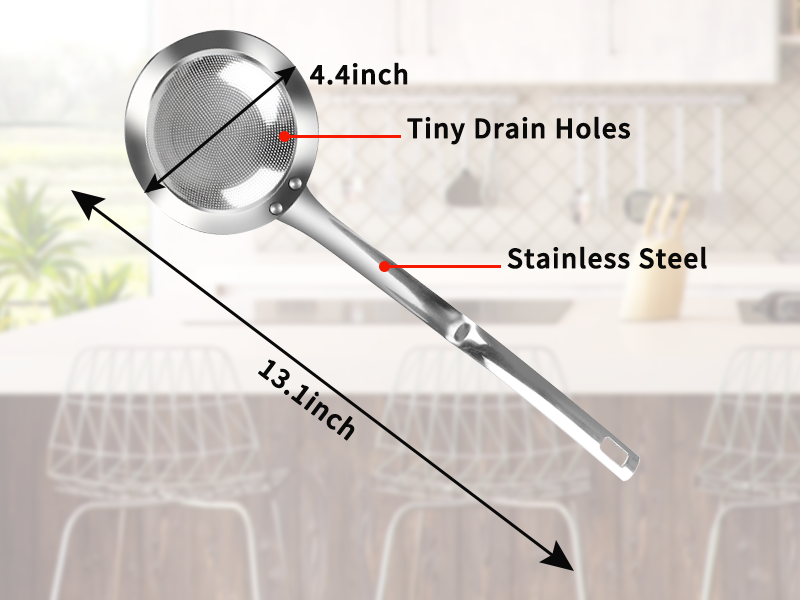 TBWHL Multi-functional Hot Pot Fat Skimmer Spoon - Stainless Steel Fine Mesh Food Strainer for Skimming Grease and Foam DIA 3.1