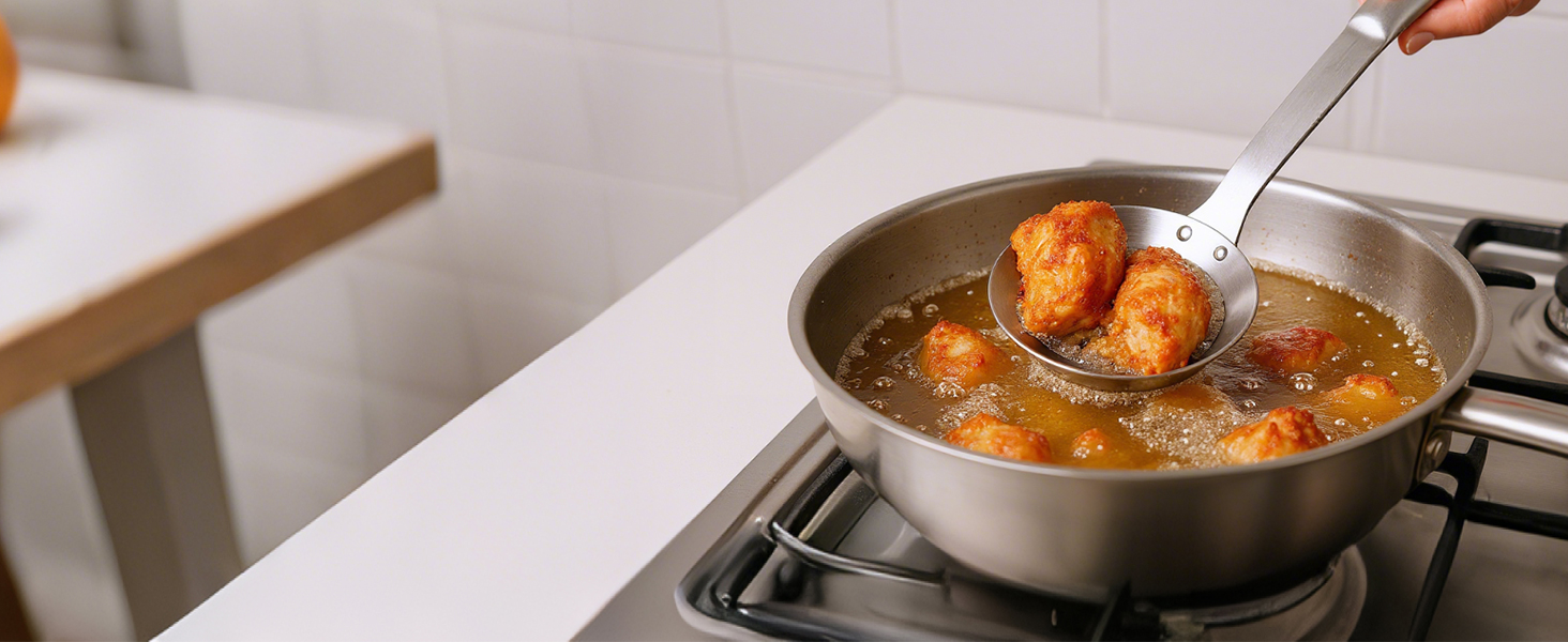 TBWHL Multi-functional Hot Pot Fat Skimmer Spoon - Stainless Steel Fine Mesh Food Strainer for Skimming Grease and Foam DIA 3.1