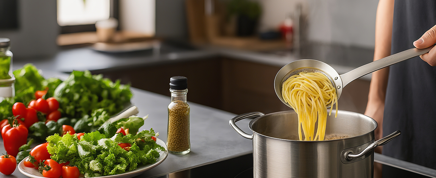 TBWHL Multi-functional Hot Pot Fat Skimmer Spoon - Stainless Steel Fine Mesh Food Strainer for Skimming Grease and Foam DIA 3.1