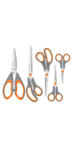Scissors Set of 4, Premium Stainless Steel Razor Blades, Ergonomic Semi-Soft Rubber Grip, Suitable for School, Office and Family Daily Use, 9.6''/8.5''/6.4
