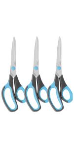 Scissors Set of 4, Premium Stainless Steel Razor Blades, Ergonomic Semi-Soft Rubber Grip, Suitable for School, Office and Family Daily Use, 9.6''/8.5''/6.4