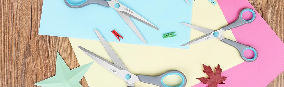 Scissors Set of 4, Premium Stainless Steel Razor Blades, Ergonomic Semi-Soft Rubber Grip, Suitable for School, Office and Family Daily Use, 9.6''/8.5''/6.4