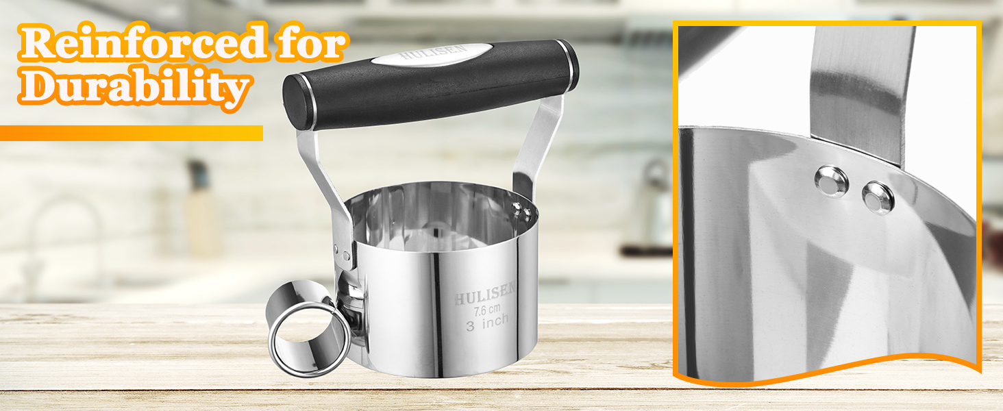 HULISEN 3 inch Biscuit Cutter, Stainless Steel Round Cookies Cutter with Soft Grip Handle, Gift Package
